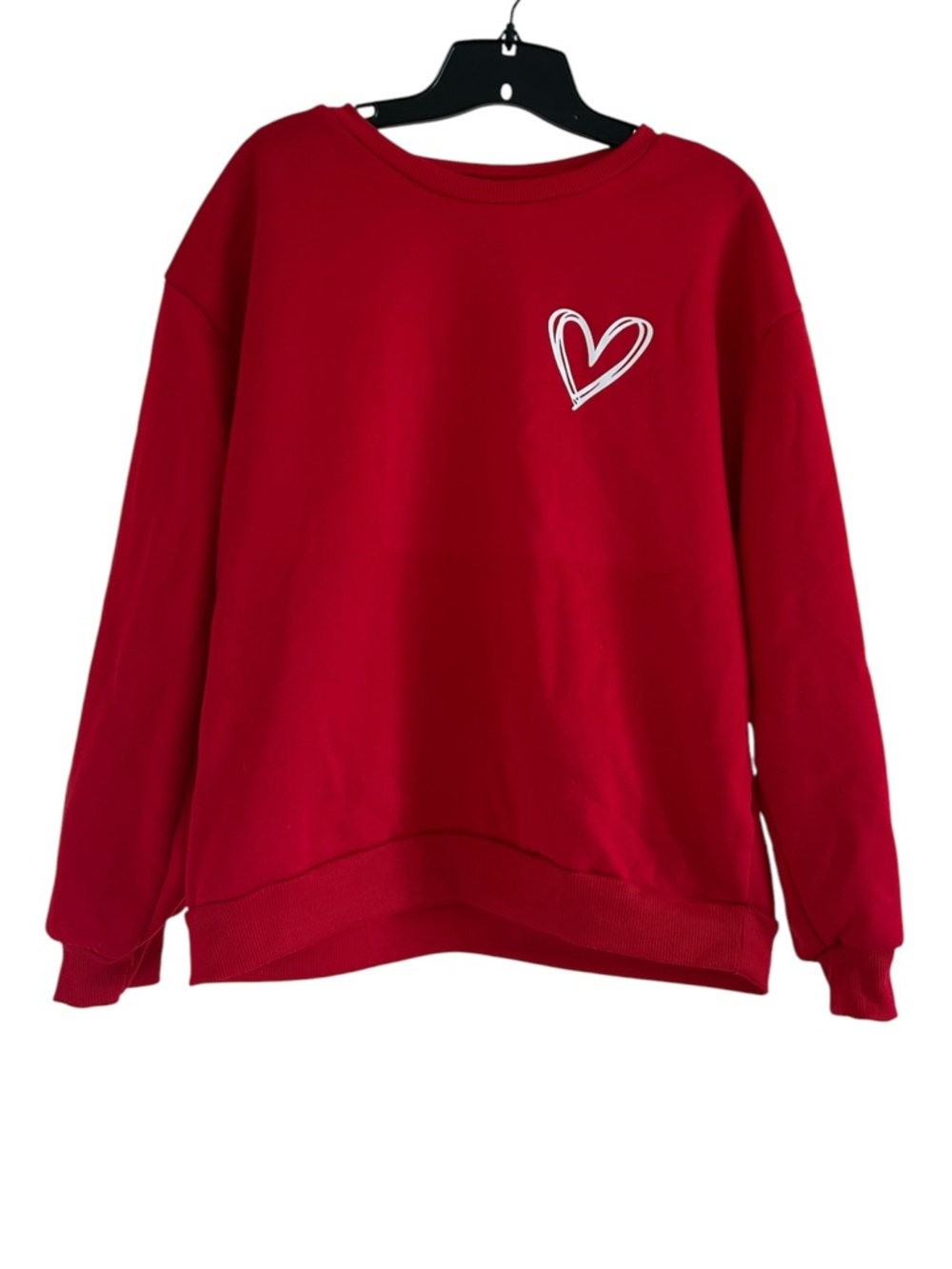 SHEIN Red Crewneck Graphic Red and White Size Small Long Sleeve Sweatshirt